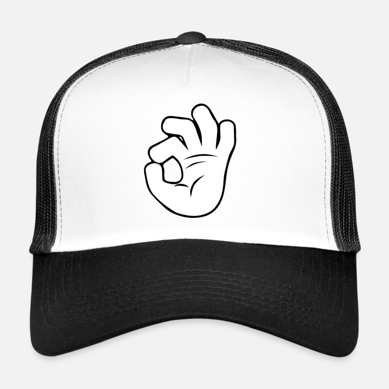 Hand OK | Black/White - Trucker Cap - Weiß/Schwarz