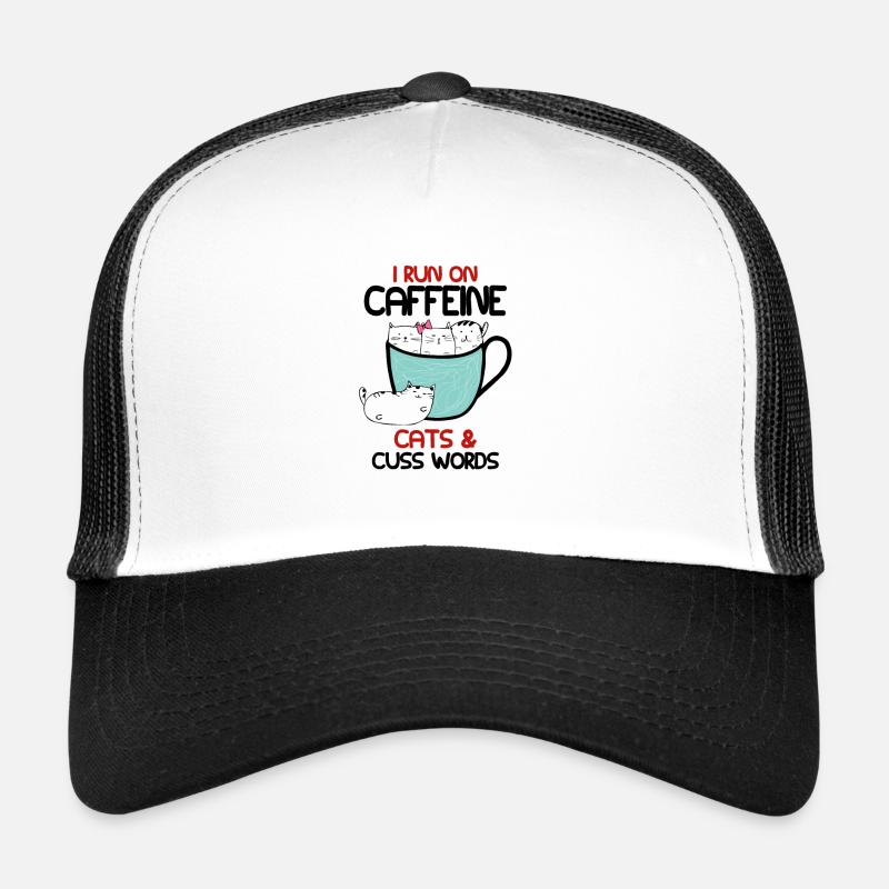 Cadeau chat chaton café kitty - Casquette trucker  - blanc/noir