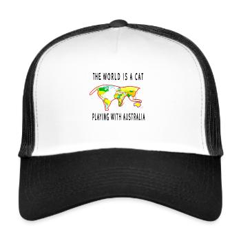 Le Monde c'est un chat qui joue avec l'australie - Casquette trucker  - blanc/noir - Devant