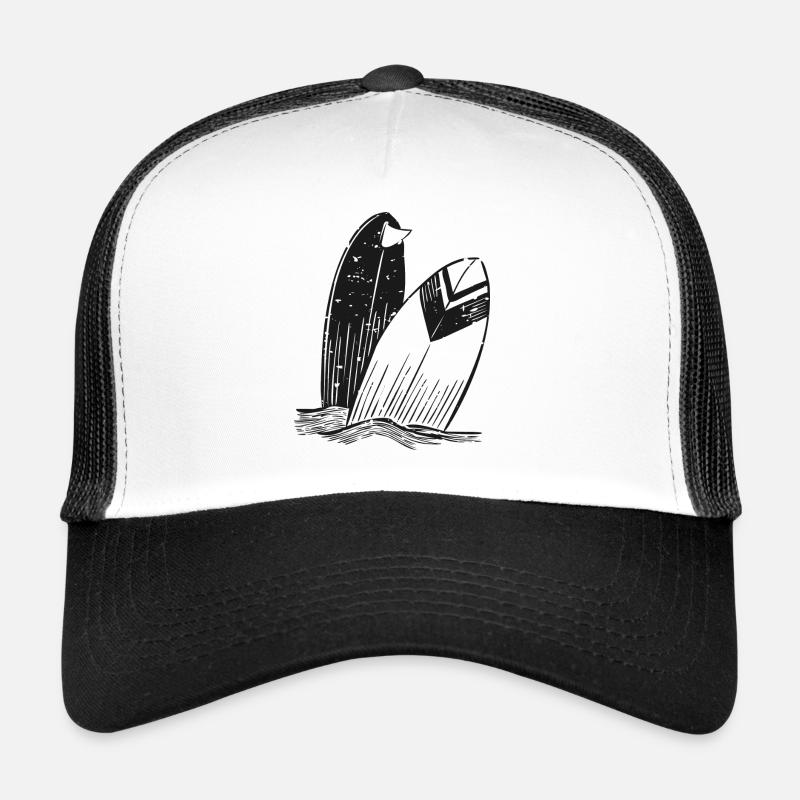 Deux planches de surf. - Casquette trucker - blanc/noir