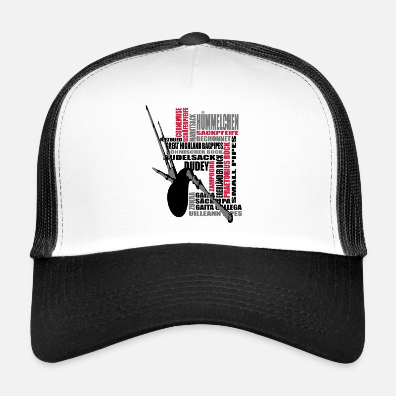 Sackpfeifer Textwolke mit Dudey - Trucker Cap - Weiß/Schwarz