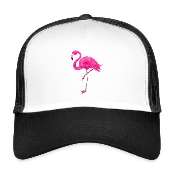 pink flamingo poison bird lovers miami water bird - Trucker Cap - white/black - Front