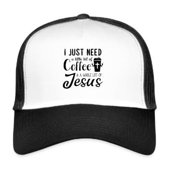 Jesus and Coffee Caffeine Christ believe barista - Trucker Cap - Weiß/Schwarz - Vorne