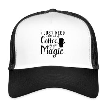 Magic Coffee Caffein magician morning believe gift - Trucker Cap - Weiß/Schwarz - Vorne