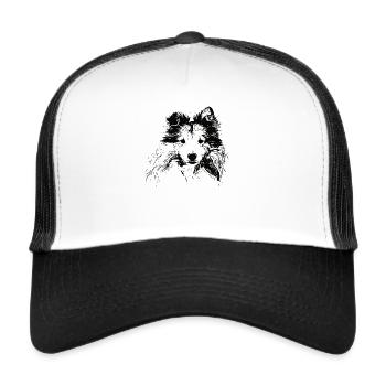 Shetland Sheepdog Sheltie - Trucker Cap - white/black - Front