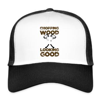 Chopping Wood Holzfäller Geschenkidee - Trucker Cap - Weiß/Schwarz - Vorne