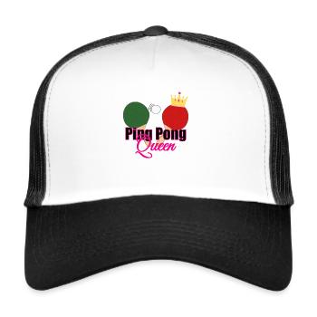 cooles Tischtennis Ping Pong Pingpong Geschenk - Trucker Cap - Weiß/Schwarz - Vorne