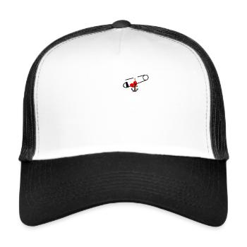 Sicherheitsnadel Familien Anker Symbol Geschenk - Trucker Cap - Weiß/Schwarz - Vorne