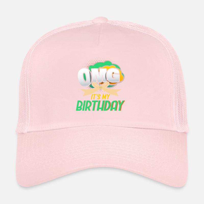 OMG it's my Birthday comic style graphic halftone Trucker Cap