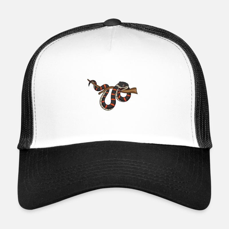 Schlange Schwarz Orange Comic Chillen Abhängen Trucker Cap