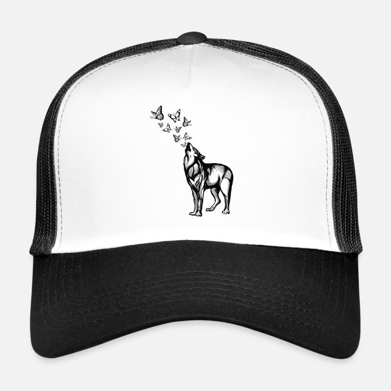 Wolf and butterflies Trucker Cap
