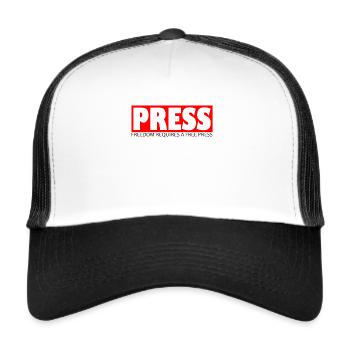 Free Press Geschenk für Journalisten und Reporter - Trucker Cap - Weiß/Schwarz - Vorne
