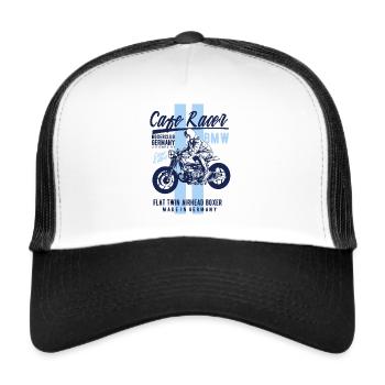 Cafe Racer Flat Twin Airhead Boxer Caferacer - Trucker Cap - Weiß/Schwarz - Vorne