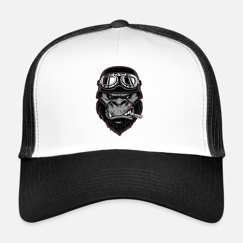 Biker Gorilla Motorrad Silberrücken Affe Geschenk Trucker Cap