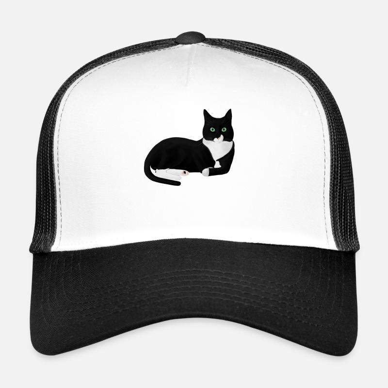 Black and White Cat Trucker Cap