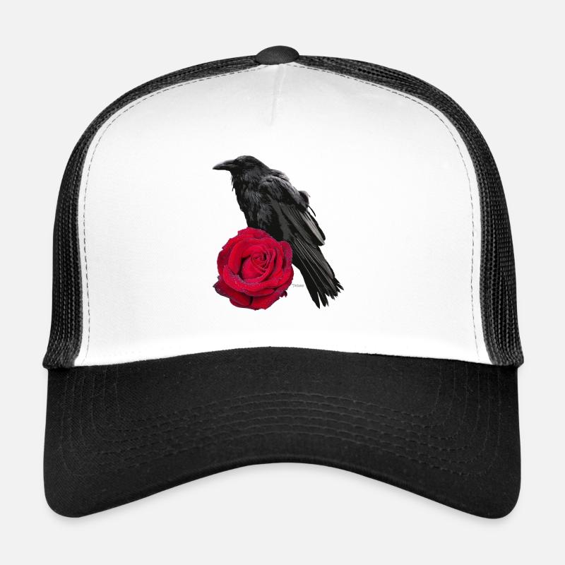 Crow Rose - Trucker Cap - white/black