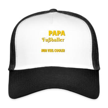 Fussball Papa Geschenk Geburt Fussballer Trainer - Trucker Cap - Weiß/Schwarz - Vorne