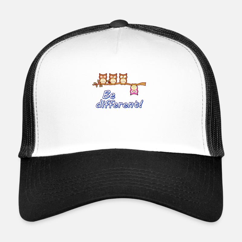 Lustiges Be Different Uhu Eulen Vogel Komisch Kauz - Trucker Cap - Weiß/Schwarz