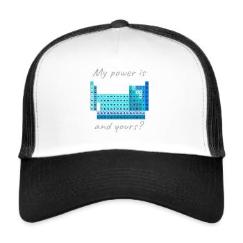 Tableau périodique des éléments en bleu - Casquette trucker  - blanc/noir - Devant