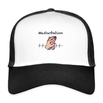 Masturbation Man Witty Jerking Off Sperm Sex Saying - Trucker Cap - white/black - Front