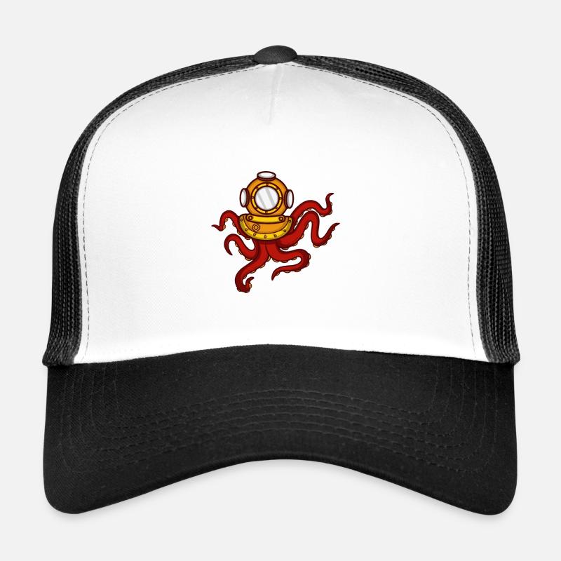 Deep Sea Octopus Deep Sea Diver or Teacher Gesche - Trucker Cap - white/black