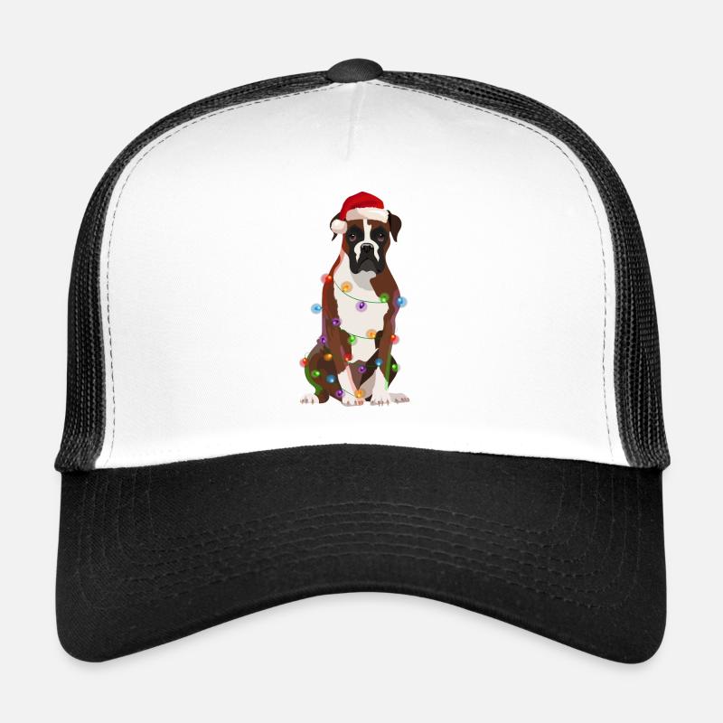 German Boxer Dog String lights Christmas - Trucker Cap - white/black
