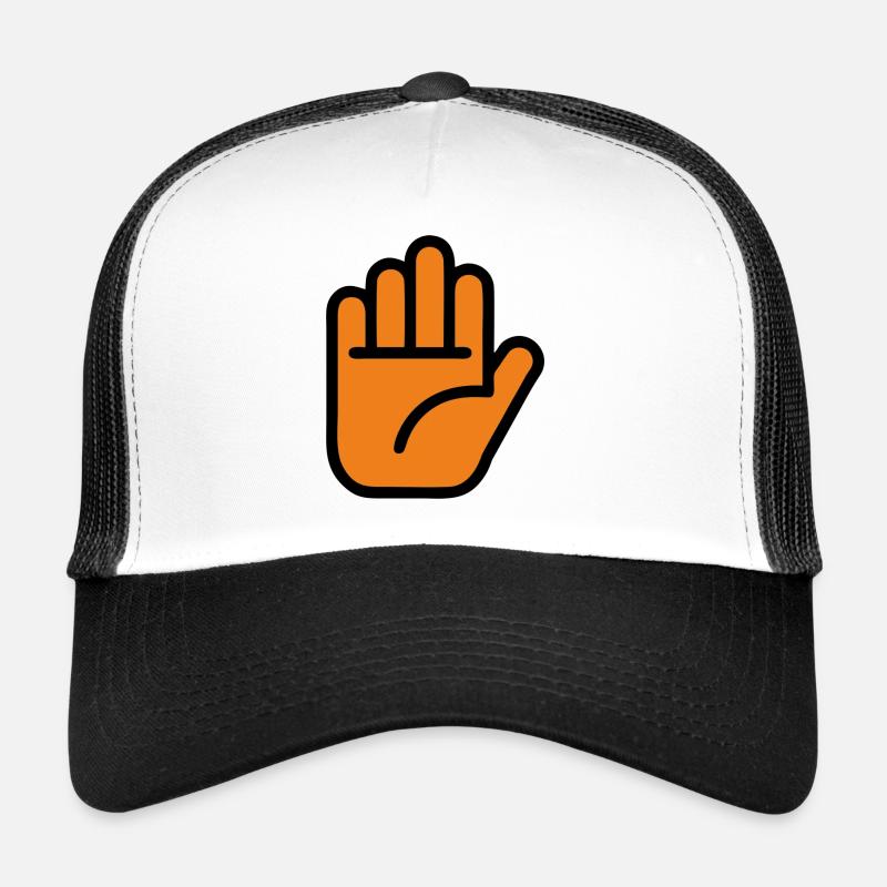 Main / Arrêt / Non. - Casquette trucker  - blanc/noir