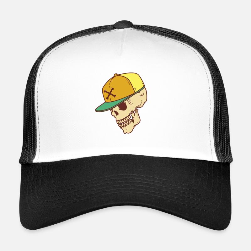 Cooler Totenschädel - Trucker Cap - Weiß/Schwarz