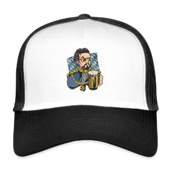 Bayrischer König Ludwig II Bier Maßkrug Blau Weiss - Trucker Cap - Weiß/Schwarz - Vorne