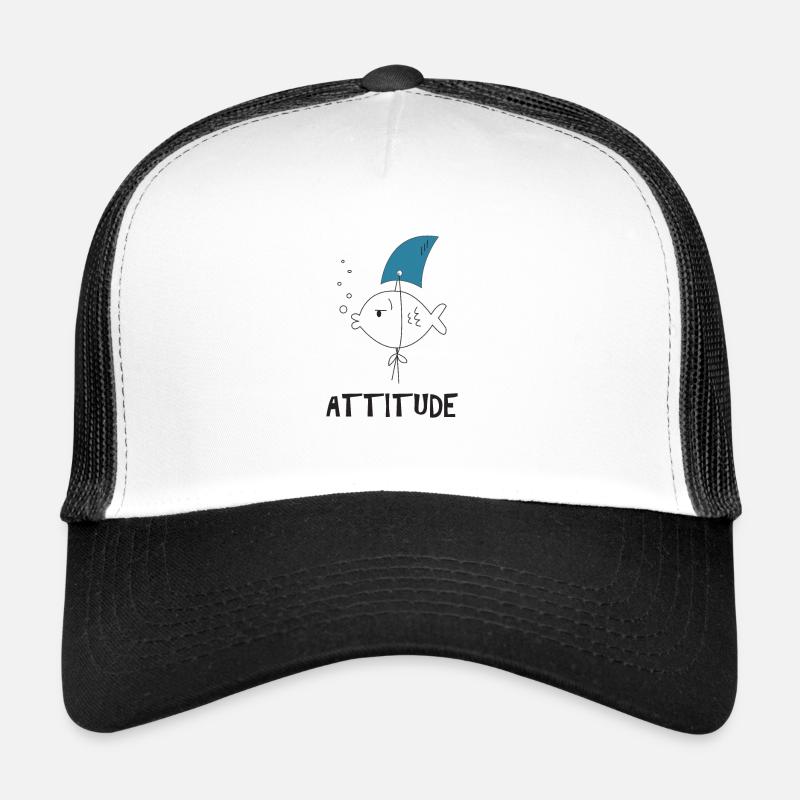 Fisch Hai positive Einstellung Flosse Goldfisch - Trucker Cap - Weiß/Schwarz