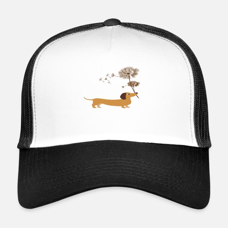 Dackel mit Pusteblume - Dackel shirt geschenkidee - Trucker Cap - Weiß/Schwarz