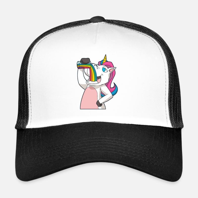 Unicorn drinks the rainbow Trucker Cap