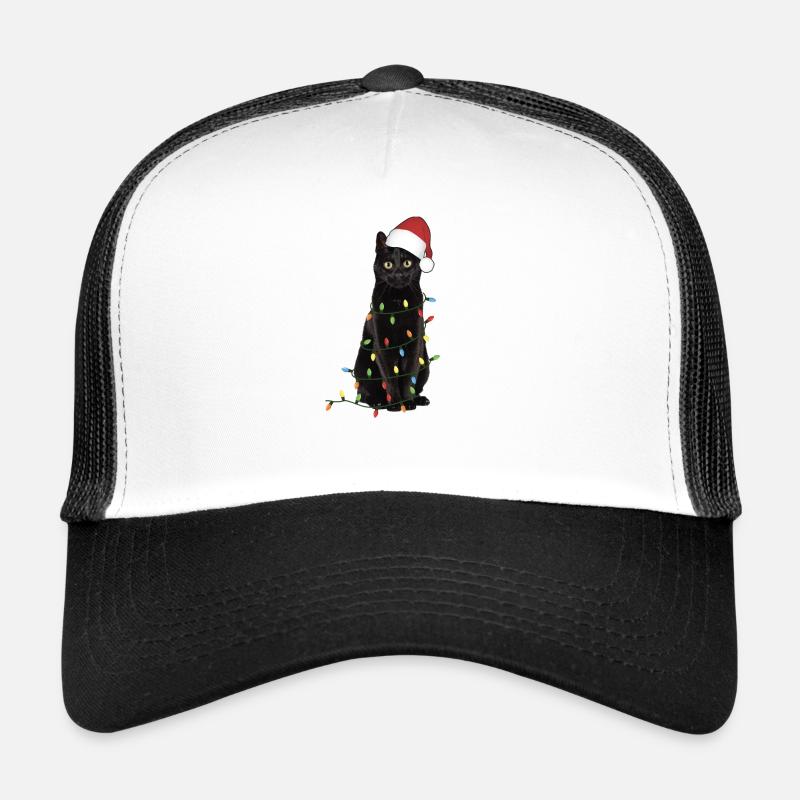 Weihnachten schwarze Katze - Trucker Cap - Weiß/Schwarz
