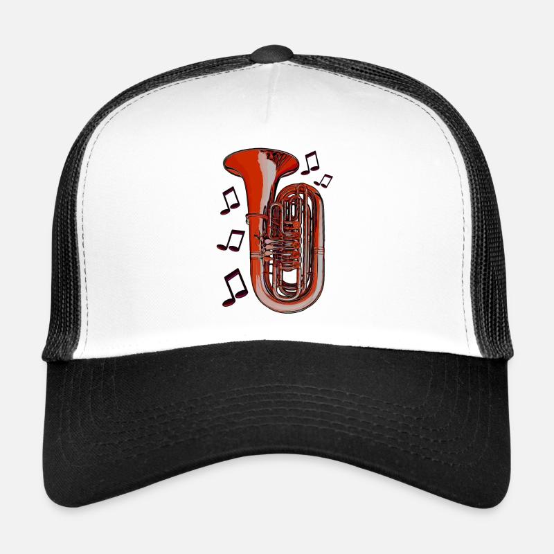 Tuba notes orange - Casquette trucker  - blanc/noir
