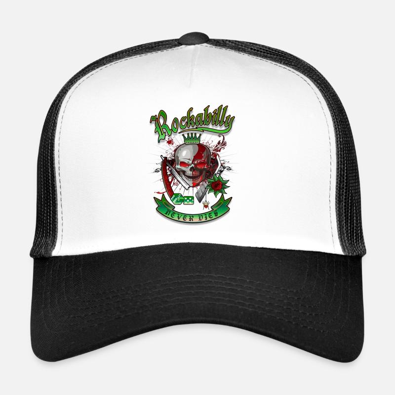 Rockabilly Skull - Trucker Cap - Weiß/Schwarz