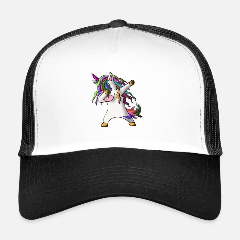 Dabbing Unicorn Dabbendes Einhorn Geschenk Magisch - Trucker Cap - Weiß/Schwarz