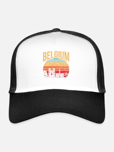 Belgium Europe Gift Idea - Trucker Cap - white/black - Front