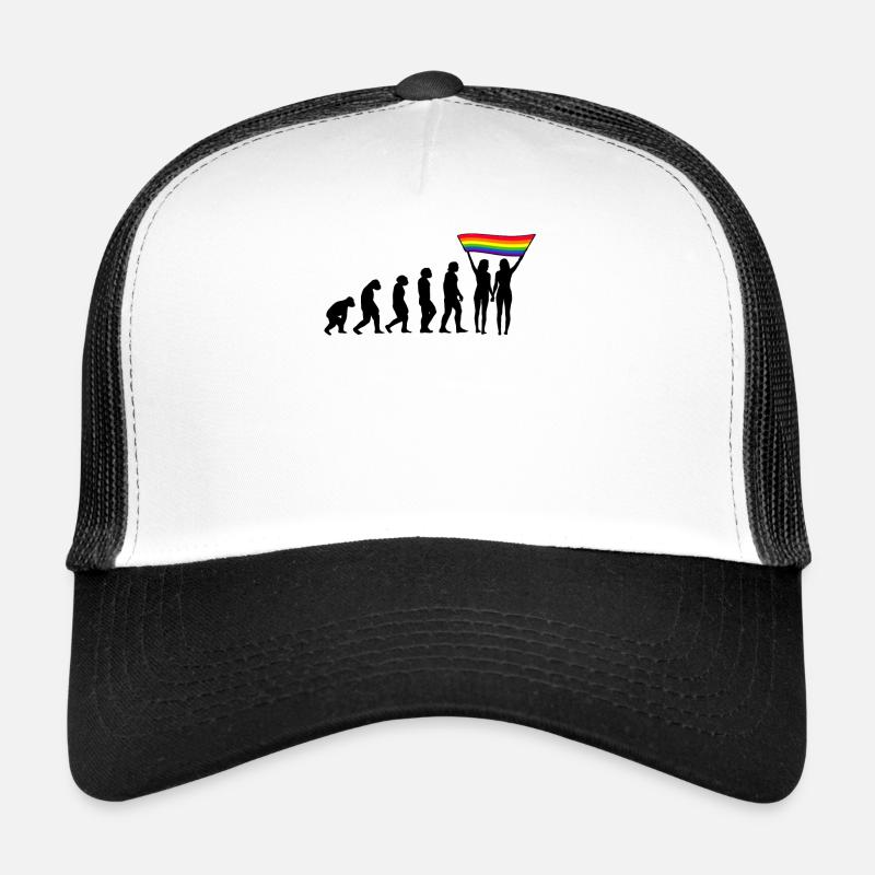 LGBTQ evolution lesbian pride lesbian flag - Trucker Cap - white/black