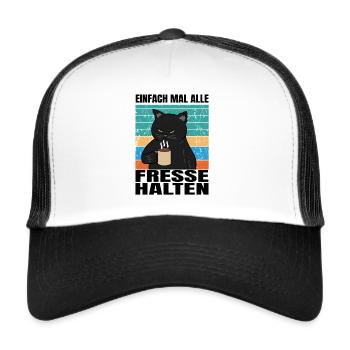 Einfach Mal Alle Fresse Halten - Trucker Cap - Weiß/Schwarz - Vorne