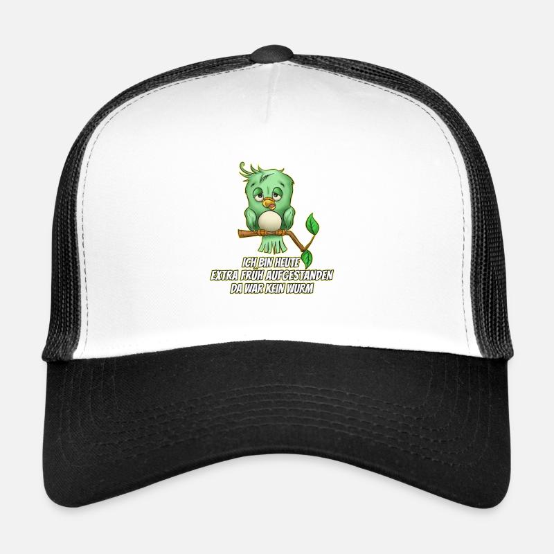 Früher Vogel Wurm Aufstehen schlafen - Trucker Cap - Weiß/Schwarz