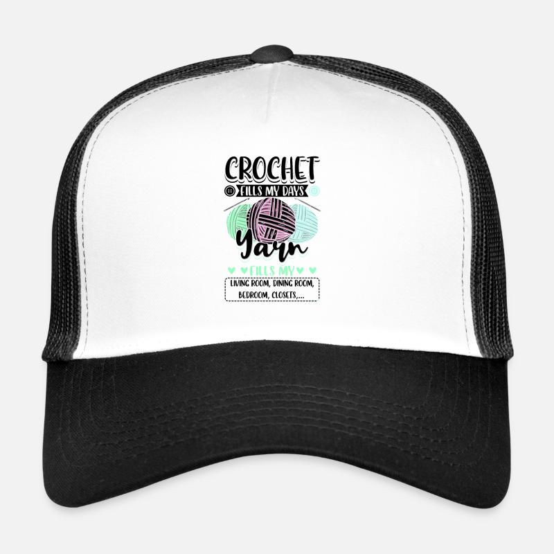 Häkeln Wolle Stricken - Trucker Cap - Weiß/Schwarz