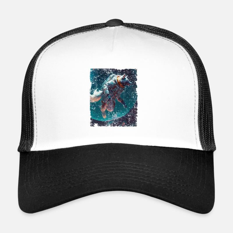 Wolf Astronaut Astrowolf Space Gift Trucker Cap