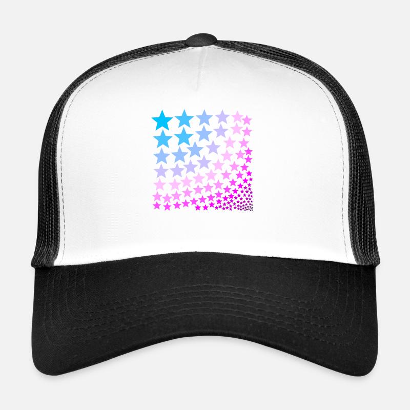 Sterne blau rosa pink türkis Geschenkidee - Trucker Cap - Weiß/Schwarz