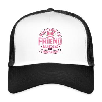 Handmade Crochet Funny Crochet Saying - Trucker Cap - white/black - Front