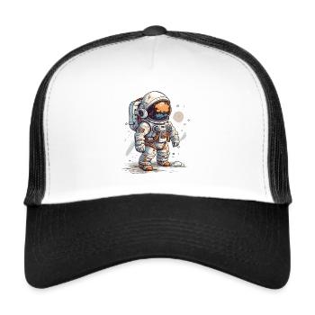 Petit astronaute au style dessiné - Casquette trucker  - blanc/noir - Devant