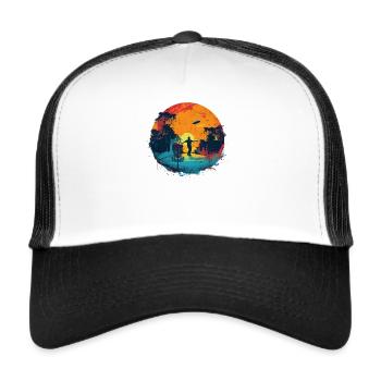 Disc-Golf-Spieler Disc-Golfer Game Vintage - Trucker Cap - Weiß/Schwarz - Vorne