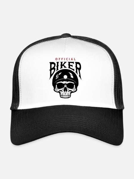 Skeleton Biker - Casquette trucker  - blanc/noir - Devant