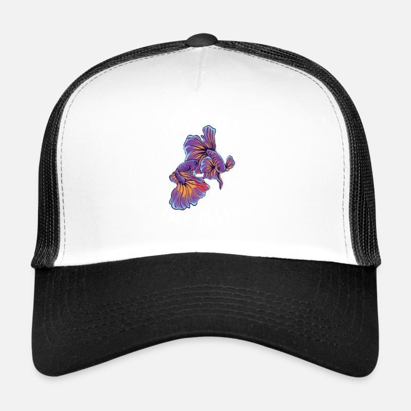 Betta Fisch Kampfisch - Trucker Cap - Weiß/Schwarz