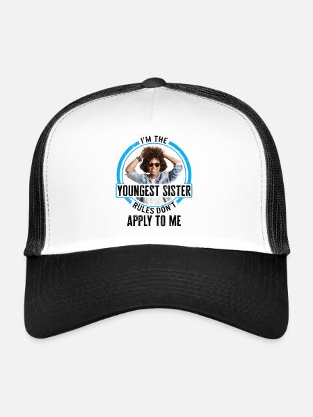 Chemise de frères et sœurs, je suis la plus jeune soeur règles - Casquette trucker  - blanc/noir - Devant
