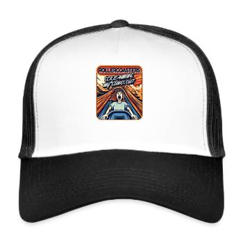 Freizeitpark Jahrmarkt Rummelplatz Kirmes - Trucker Cap - Weiß/Schwarz - Vorne